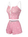 1970s Heart Bow Spaghetti Strap Pajamas, vintage pajamas, retro nightwear - perfect for women who love vintage and retro fashion