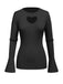 1970s Heart Cutout Knitted Solid Sweater — 1970s style that transcends decades
