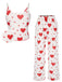 1970s Hearts Knit Spaghetti Strap Pajamas, vintage pajamas, retro nightwear - perfect for women who love vintage and retro fashion