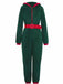 Green 1970s Christmas Sherpa Hooded Jumpsuit Pajama - vintage jumpsuit, retro fashion