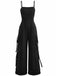 1970s Solid Spaghetti Strap Cargo Style Wide-Leg Jumpsuit - vintage jumpsuit, retro fashion