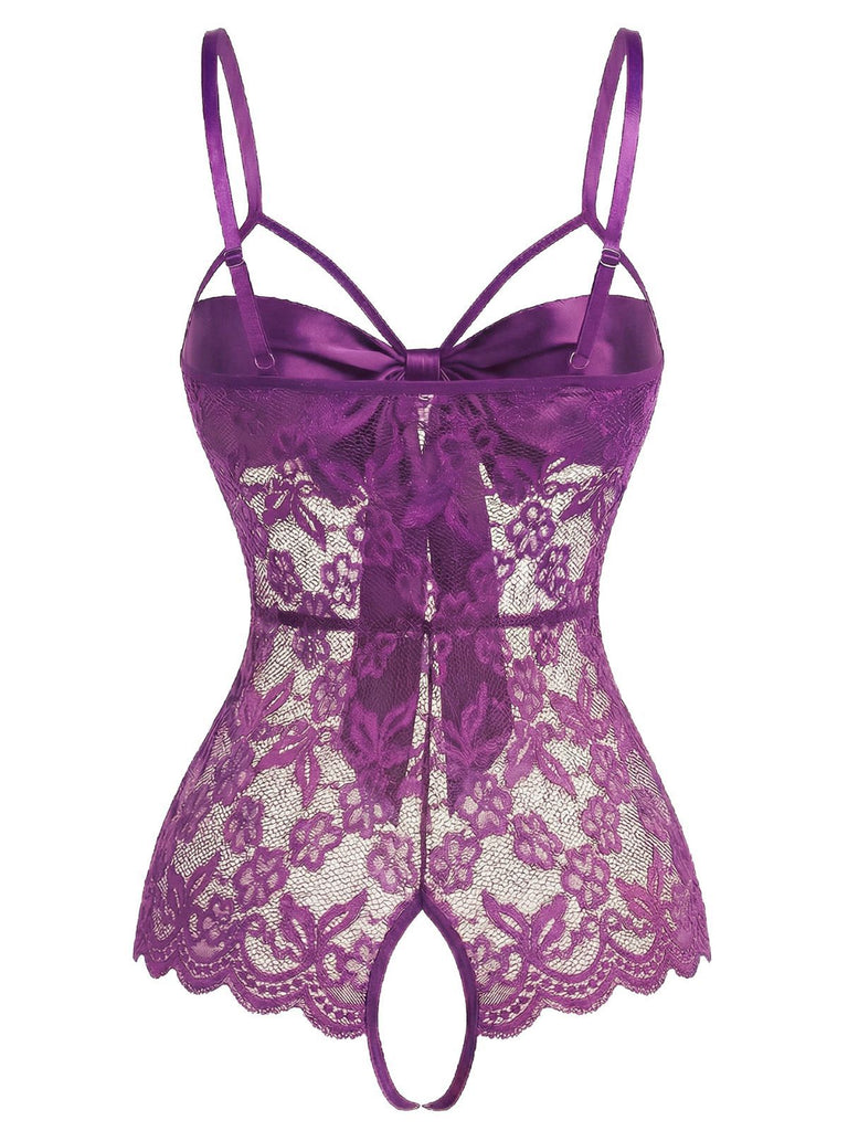 1970s Lace Satin Bow Adjustable Straps Lingerie - vintage fashion, retro style