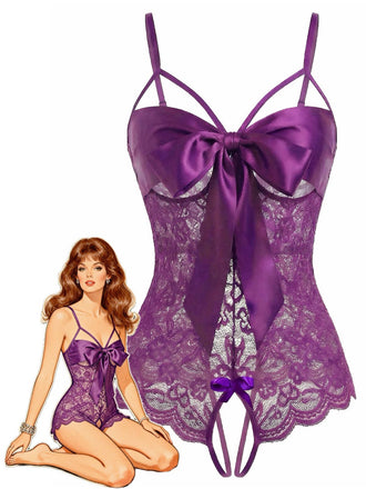 1970s-Lace-Satin-Bow-Adjustable-Straps-Lingerie, vintage, retro, lace