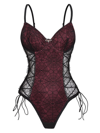 1970s Lace Spiderweb Punk Underwire Shapewear Bodysuit - vintage fashion, retro style