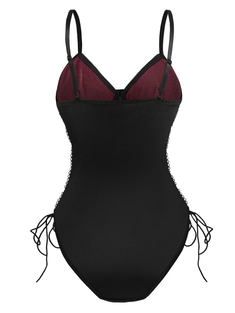 1970s Lace Spiderweb Punk Underwire Shapewear Bodysuit - vintage fashion, retro style