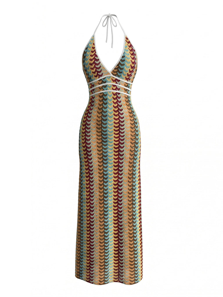 Pat 1970s Floral V Neck Dress 2