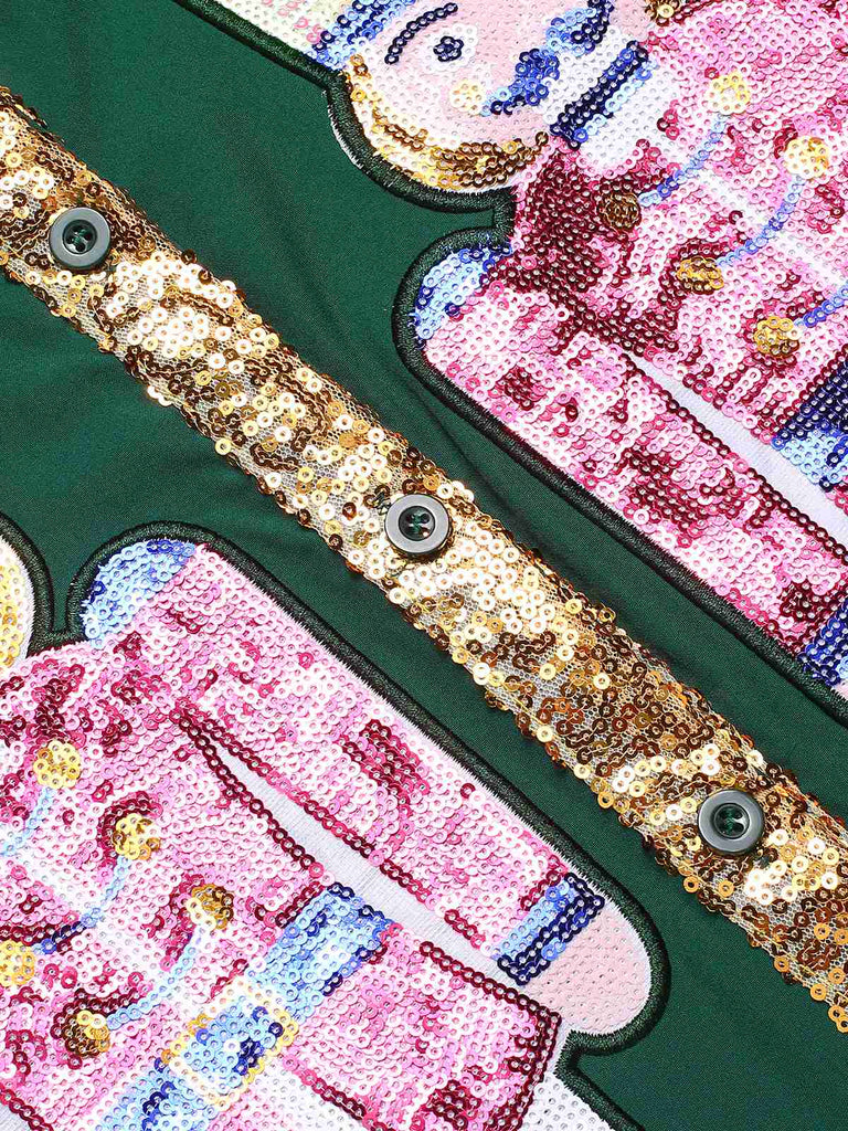 1970s Nutcracker Lapel Sequin Dress, vintage dress, retro fashion - perfect for women who love vintage and retro fashion