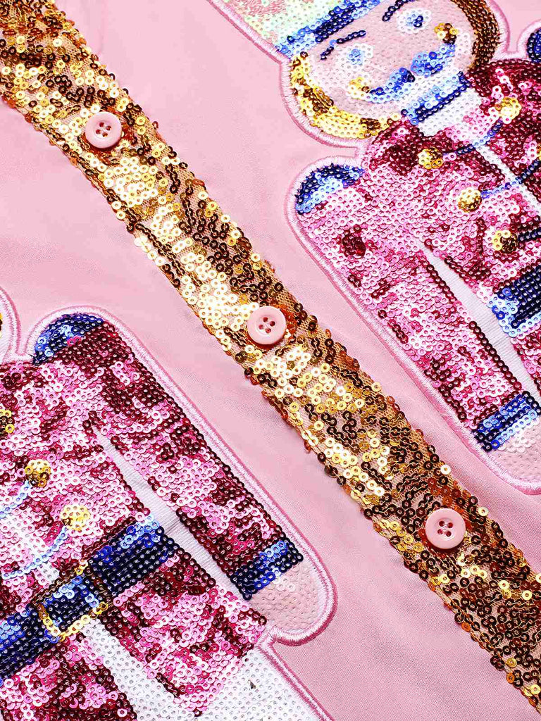 1970s Nutcracker Lapel Sequin Dress, vintage dress, retro fashion - perfect for women who love vintage and retro fashion