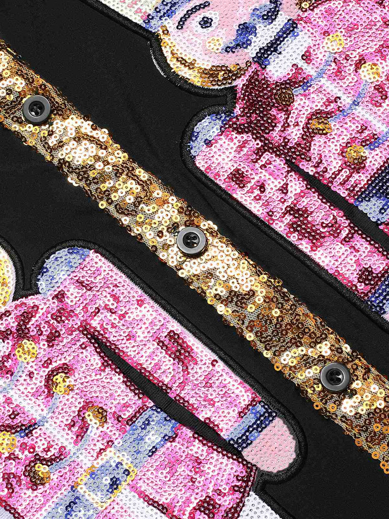 1970s Nutcracker Lapel Sequin Dress, vintage dress, retro fashion - perfect for women who love vintage and retro fashion