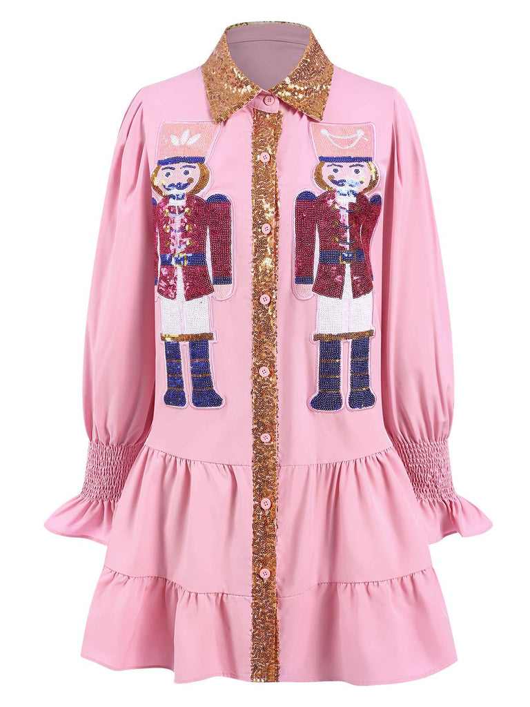 1970s Nutcracker Lapel Sequin Dress, vintage dress, retro fashion - perfect for women who love vintage and retro fashion