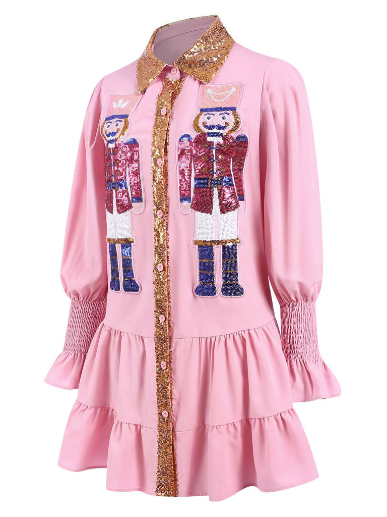 1970s Nutcracker Lapel Sequin Dress, vintage dress, retro fashion - perfect for women who love vintage and retro fashion