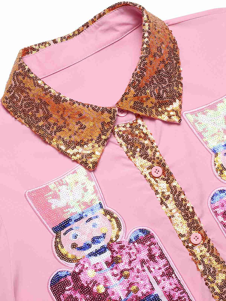 1970s Nutcracker Lapel Sequin Dress, vintage dress, retro fashion - perfect for women who love vintage and retro fashion