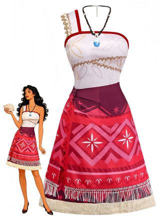 1970s One-Shoulder Moana Style Tribal Print Cosplay Set, vintage fashion, retro style - vintage inspired fashion