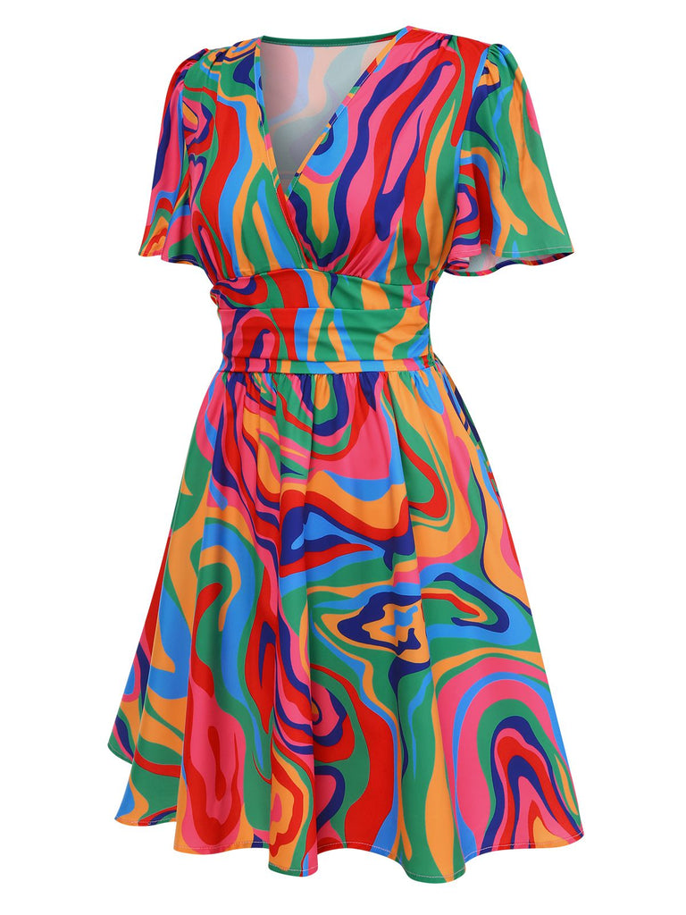 1970s Psychedelic Print VNeck Dress | 1970s | vintage dress, retro fashion