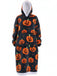 1970s Pumpkin Santas Snowman Blanket Hoodie Lougewear - vintage fashion, retro style