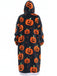 1970s Pumpkin Santas Snowman Blanket Hoodie Lougewear - vintage fashion, retro style
