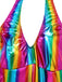 1970s Rainbow Colorblock Disco Halter Jumpsuit - vintage jumpsuit, retro fashion