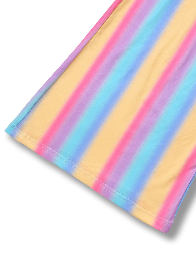 1970s Rainbow Stripe Sleeveless Wide-Leg Jumpsuit - vintage jumpsuit, retro fashion