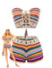 1970s Rainbow Striped Crochet Bandeau Bikini Set - vintage swimwear, retro swimsuit, pin-up style for vintage lovers