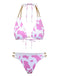 1970s Ribbed Cow Print Chain Halter Bikini Set - vintage fashion, retro style