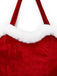 1970s Christmas Velvet Faux Fur Trim Halter Romper Set - vintage jumpsuit, retro fashion
