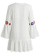 1970s Ruffle Embroidery Floral V-Neck Cover-Up - bohemian cover up, beach wear for vintage lovers