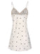 1970s Satin Polka Dot Lace Silk Nightdress, vintage dress, retro fashion, lace detail - perfect for women who love vintage and retro fashion