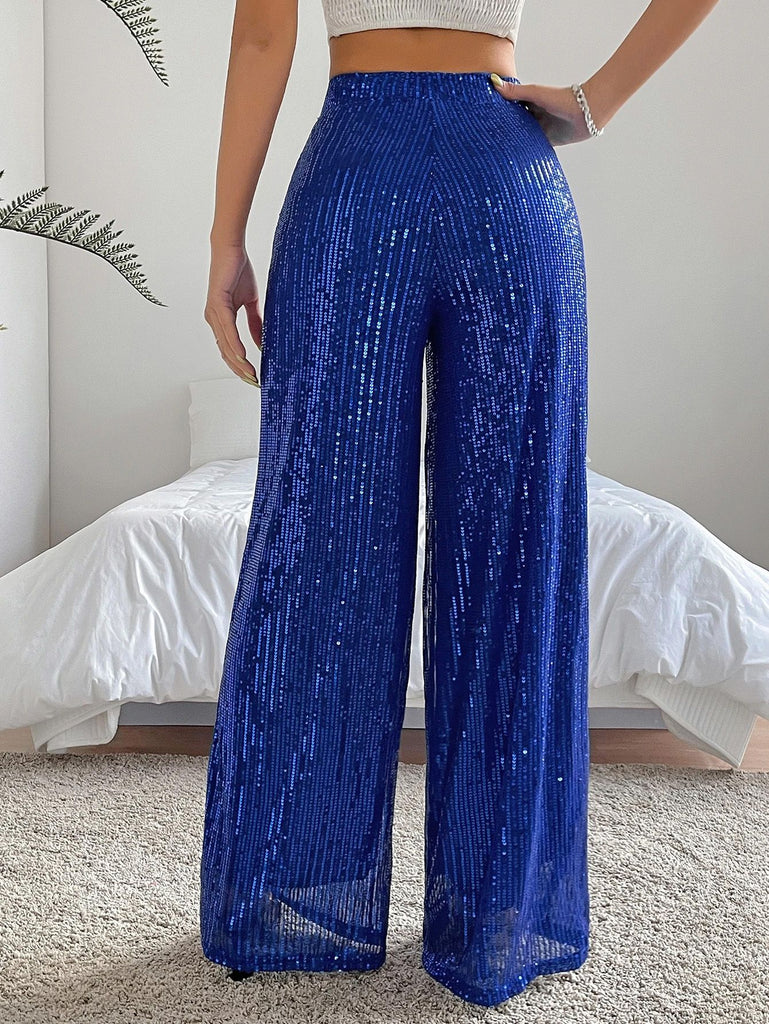 1970s Sequin Loose Flowy Wide-Leg Pants - vintage fashion, retro style