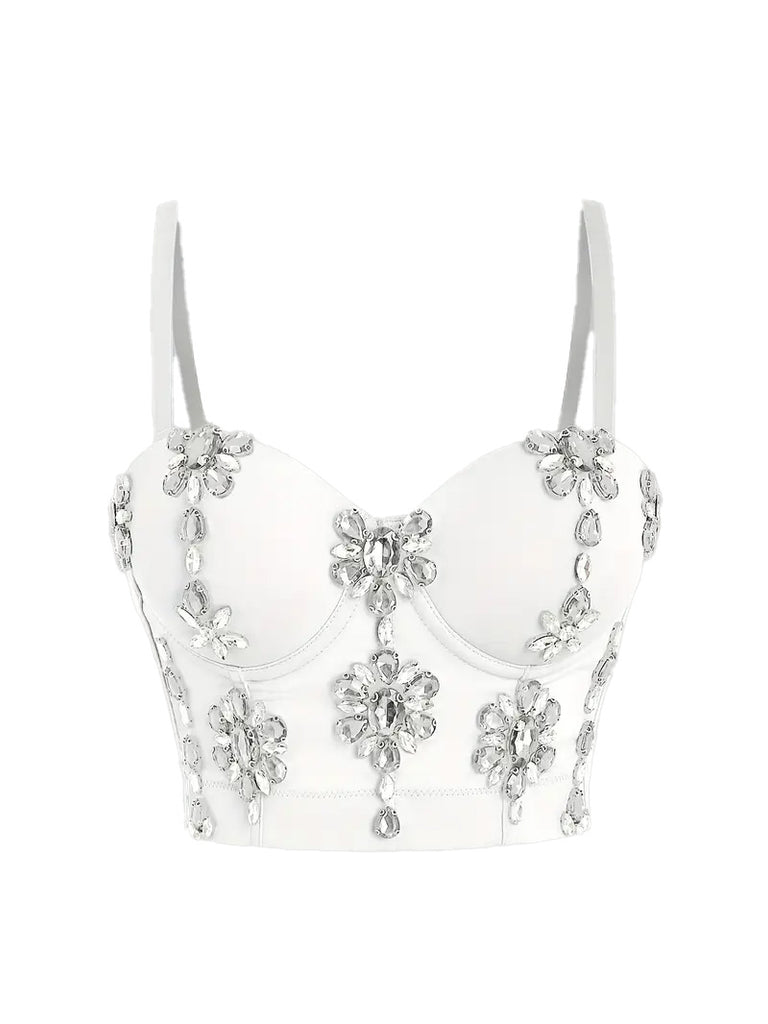 1970s Slip Crystal Cropped Bustier Top - vintage fashion, retro style