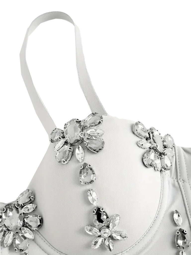 1970s Slip Crystal Cropped Bustier Top - vintage fashion, retro style