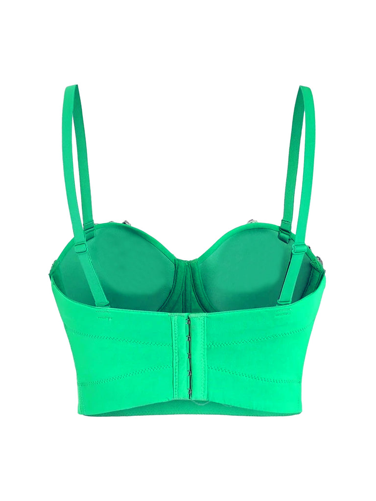 1970s Slip Crystal Cropped Bustier Top - vintage fashion, retro style
