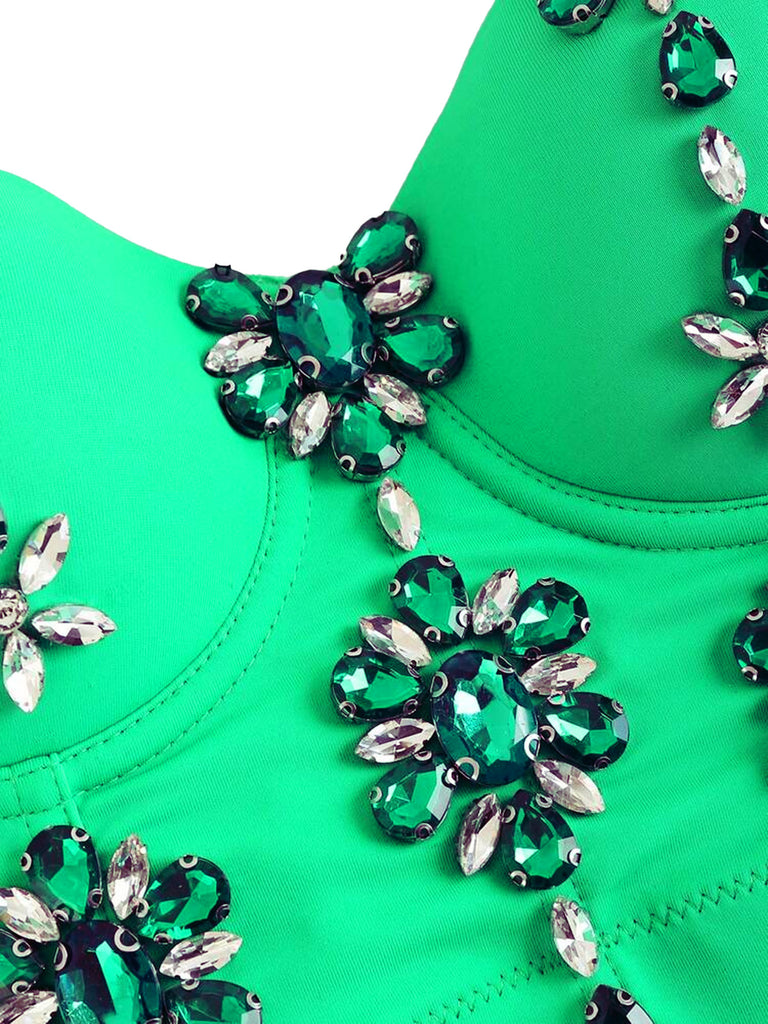1970s Slip Crystal Cropped Bustier Top - vintage fashion, retro style