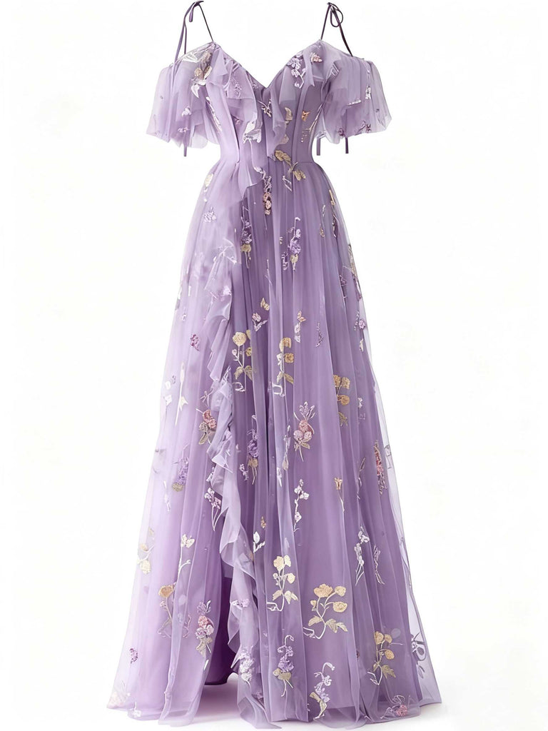 1970s Slip Floral Embroidered Mesh Slit Dress - vintage dress, retro fashion for women