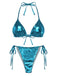 1970s Solid Halter Metallic Bikini Set, vintage swimsuit, pin-up swimwear - perfect for women who love vintage and retro fashion