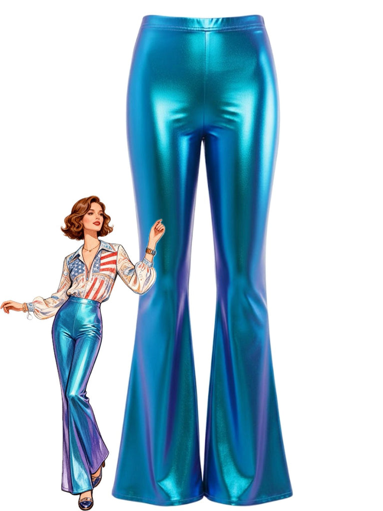 1970s Solid Laser Metallic Tight Bootcut Pants - vintage fashion, retro style