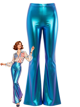 1970s Solid Laser Metallic Tight Bootcut Pants - vintage fashion, retro style