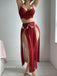 1970s Solid Pearl High-Slit 3D Flower Pajama Set - vintage fashion, retro style