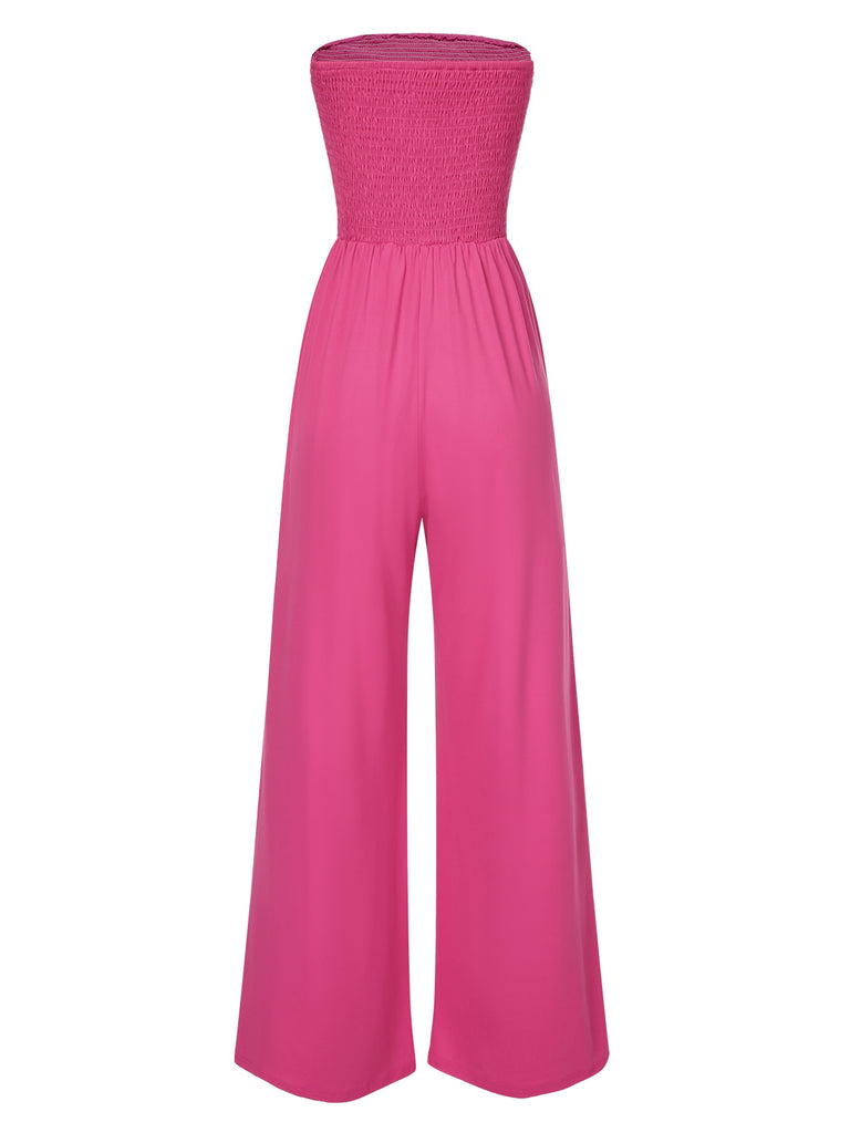 1970s Solid Sleeveless Smocked Bandeau Jumpsuit, vintage romper, retro jumpsuit - perfect for women who love vintage and retro fashion