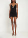 She slips into this 1970s Solid Spaghetti Straps Rhinestones Dress and suddenly it's a 1970s daydream