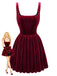 1970s Solid Square Neck Velvet Mini Dress - vintage dress, retro fashion