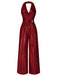 1970s Solid V-Neck Halter Jumpsuit - vintage jumpsuit, retro fashion