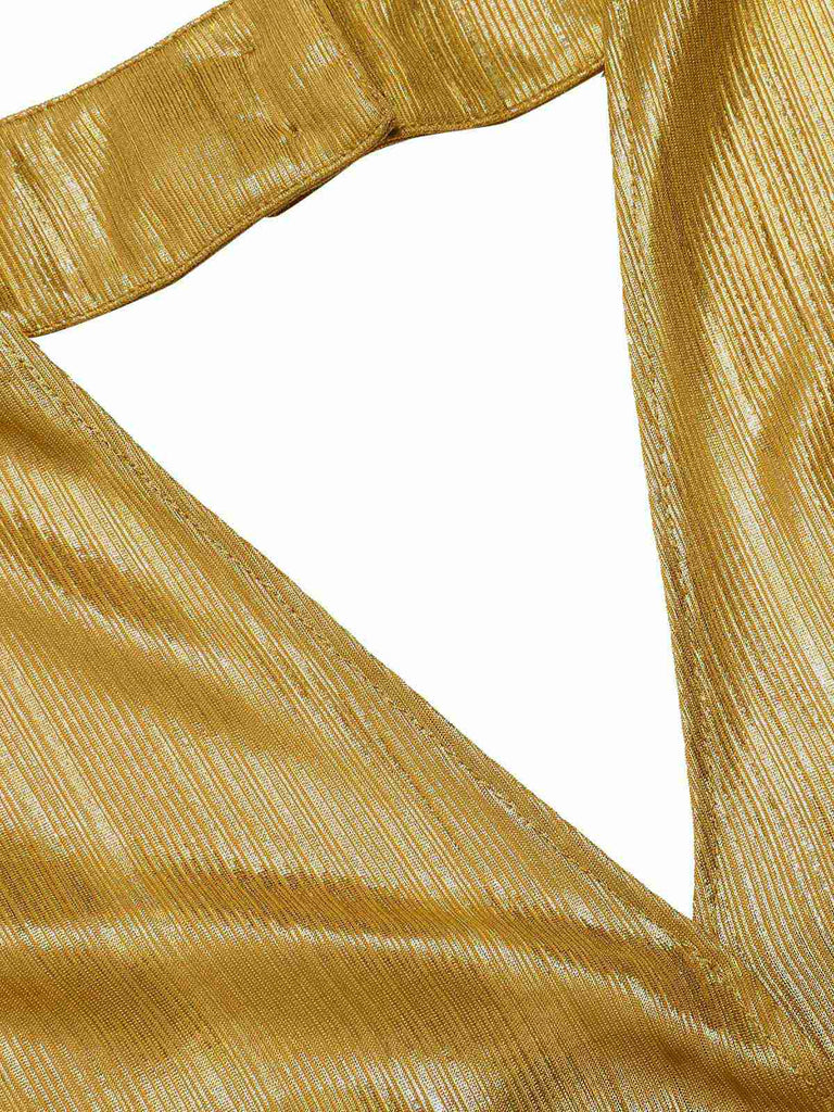 1970s Solid V-Neck Halter Jumpsuit — 1970s vintage charm for her modern wardrobe