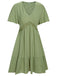 She slips into this 1970s Solid V-Neck Splicing Lace Flare Dress and suddenly it's a 1970s daydream