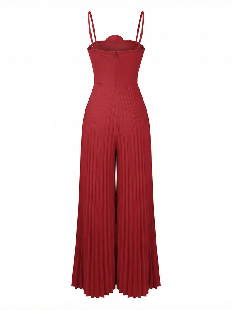 1970s Spaghetti Strap 3D Solid Jumpsuit - vintage jumpsuit, retro fashion