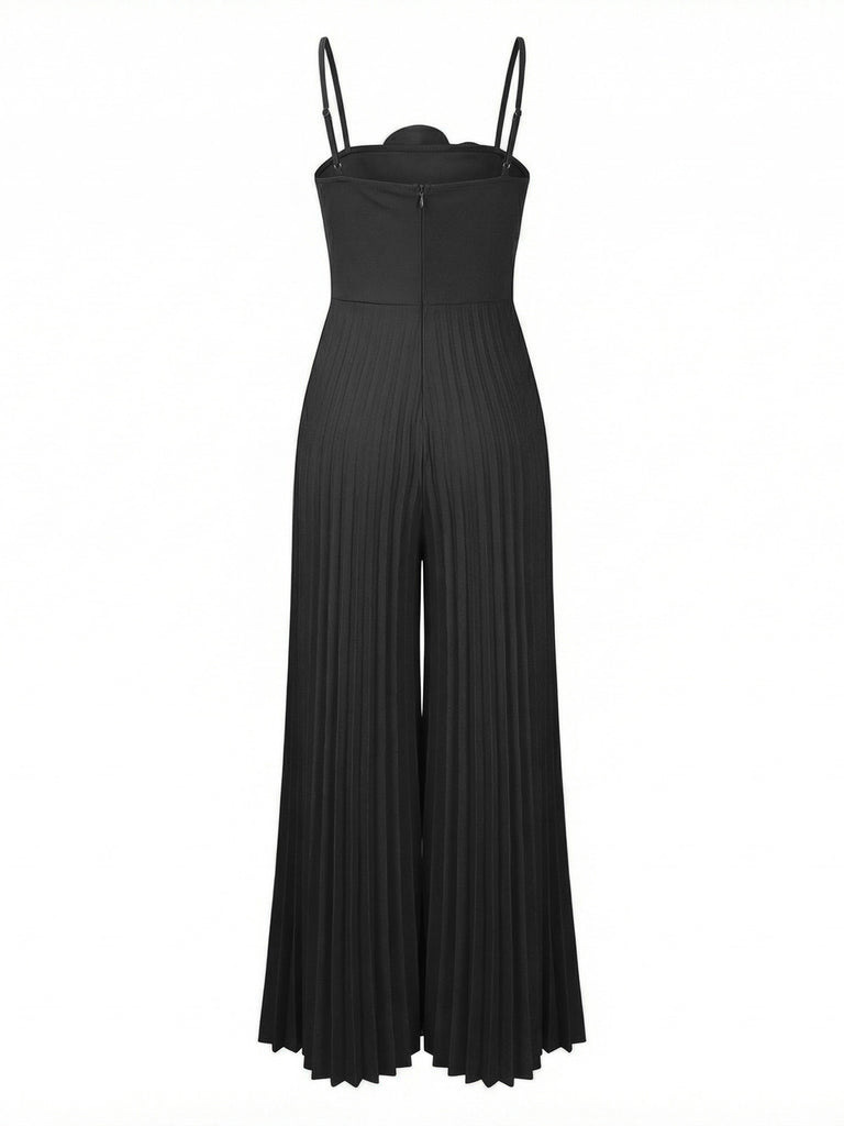 1970s Spaghetti Strap 3D Solid Jumpsuit - vintage jumpsuit, retro fashion