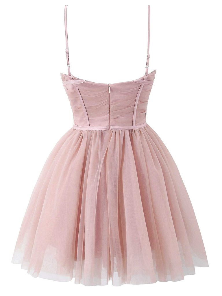 1970s Spaghetti Strap Bow Tulle Dress - vintage dress, retro fashion