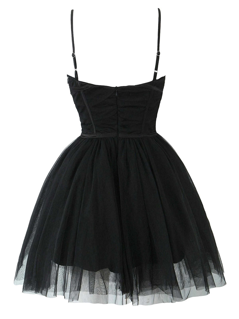 1970s Spaghetti Strap Bow Tulle Dress - vintage dress, retro fashion