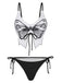 1970s Spaghetti Strap Butterfly Lace-Up Bikini Set - vintage fashion, retro style