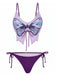 1970s Spaghetti Strap Butterfly Lace-Up Bikini Set - vintage fashion, retro style