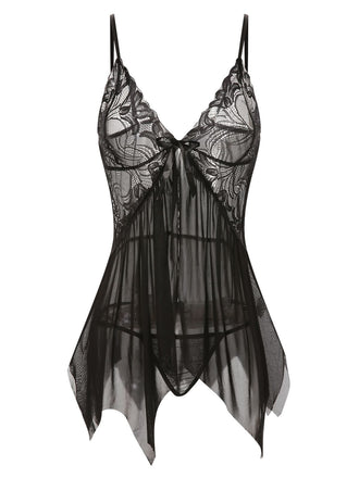 She slips into 1970s Spaghetti Strap Lace Sheer Sleepwear and channels 1970s screen sirens